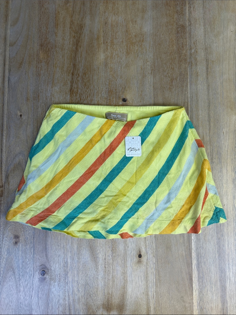 Free People My Little Micro Mini Yellow Combo Strip Low Rise Skort